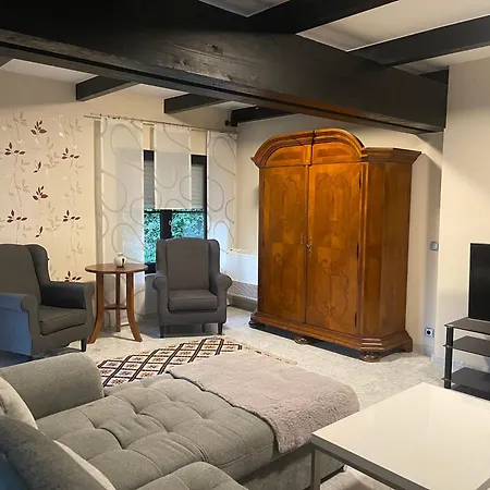Gehobene Drei Mit Esszimmer Und Kamin Mit Ueberdachter Terrase Und Dem Teich Idyllisch Sich Zu Erholen Apartman *