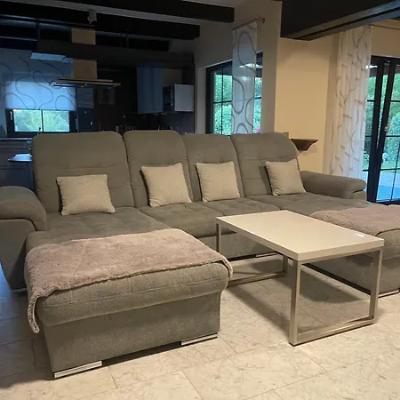 Gehobene Drei Mit Esszimmer Und Kamin Mit Ueberdachter Terrase Und Dem Teich Idyllisch Sich Zu Erholen Apartman *